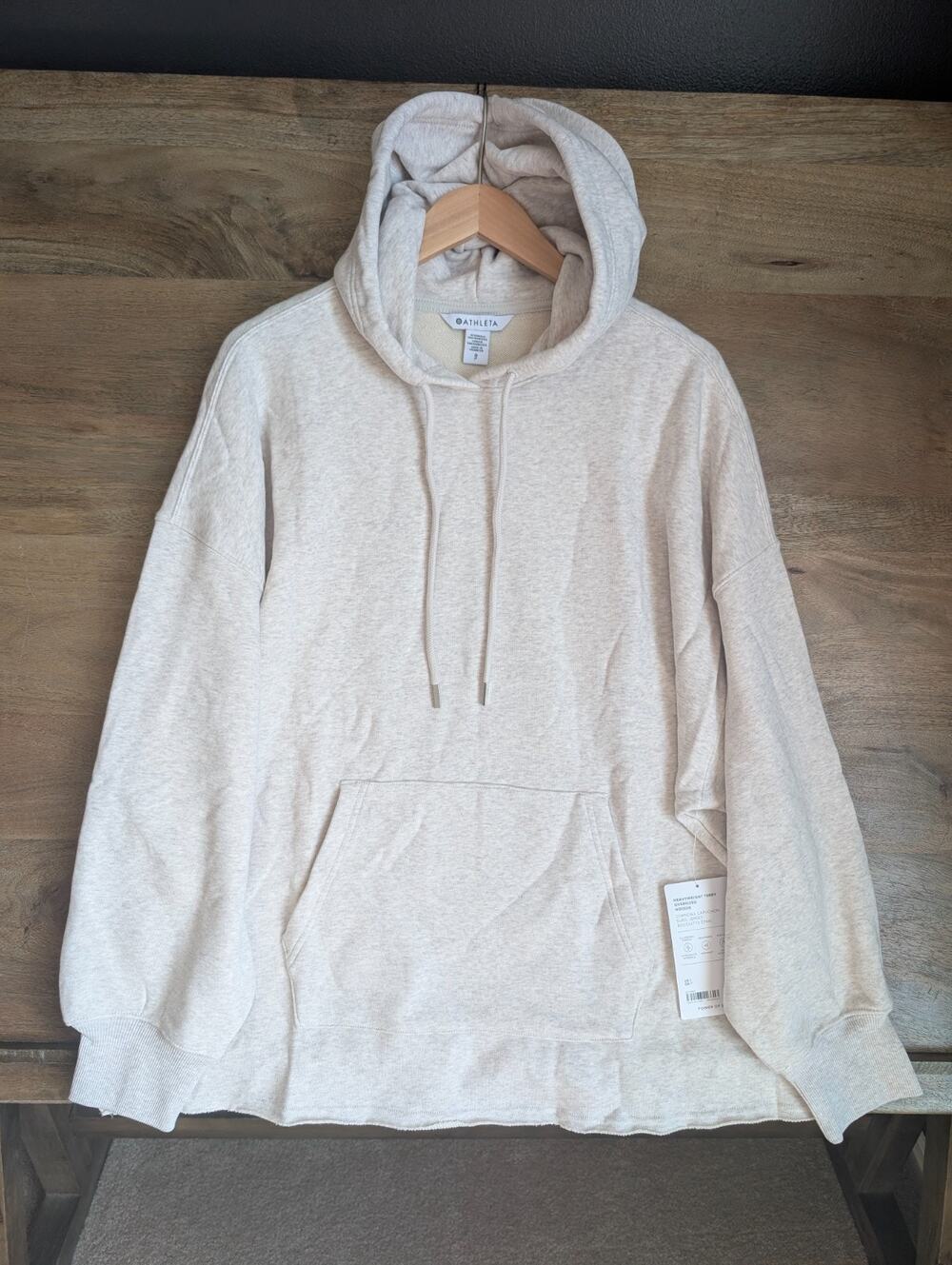Athleta Hoodie Womens SP Light Tan Heavyweight Terry Oversized Long Sleeve NWT